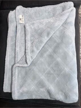 Mon Lapin Baby Blanket Velvety Plush Light Dusky Blue 30x40”